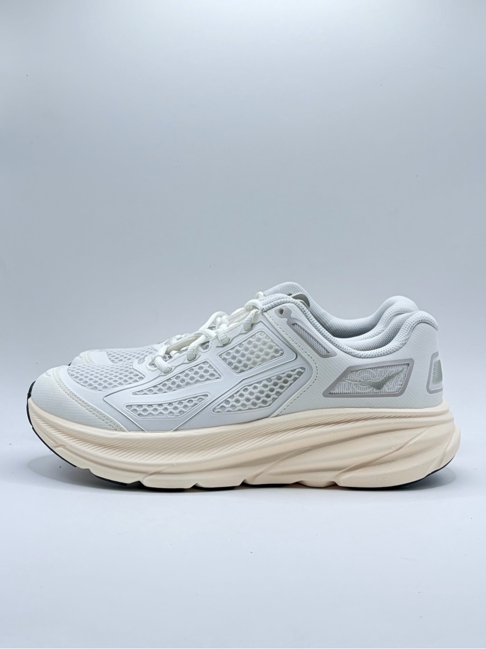 Hoka One One Clifton One9 Women's Running Shoes in White and Cream